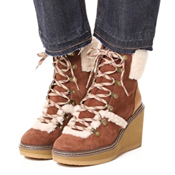 See by Chloé Martinica Shearling Wedge Boot 5.5 - Picture 14 of 15